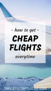 An image of an airplane with text overlay that reads "how to find cheap flights"