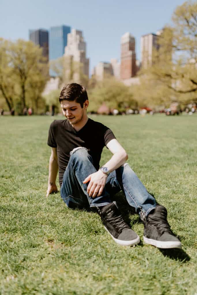 A man sitting in Central Park, New York City