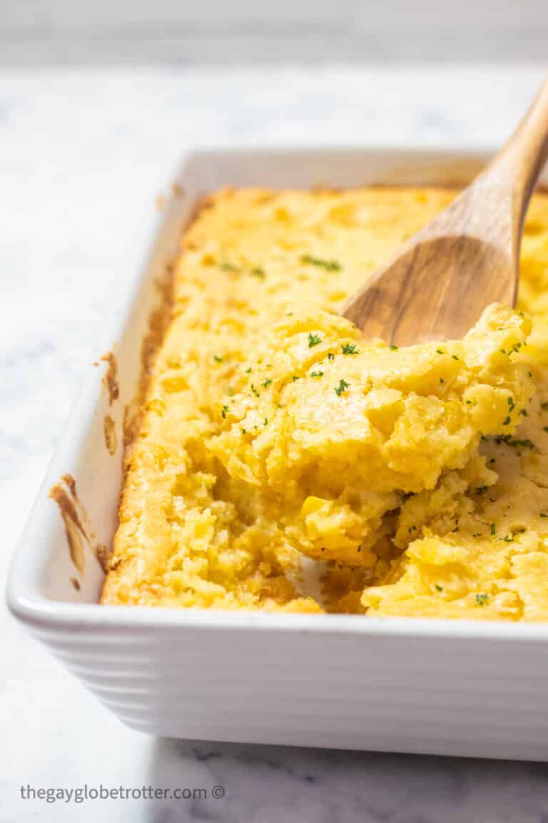 Jiffy Corn Casserole {5 Ingredients, Make Ahead!} - The Gay Globetrotter