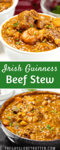 Two pictures of stew with text overlay.