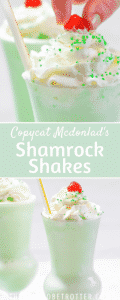 Shamrock shakes with text overlay.