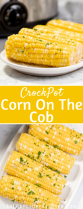 Two images of corn on the cob with text overlay.