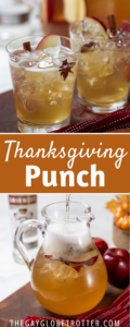 Two images of thanksgiving punch with text overlay.