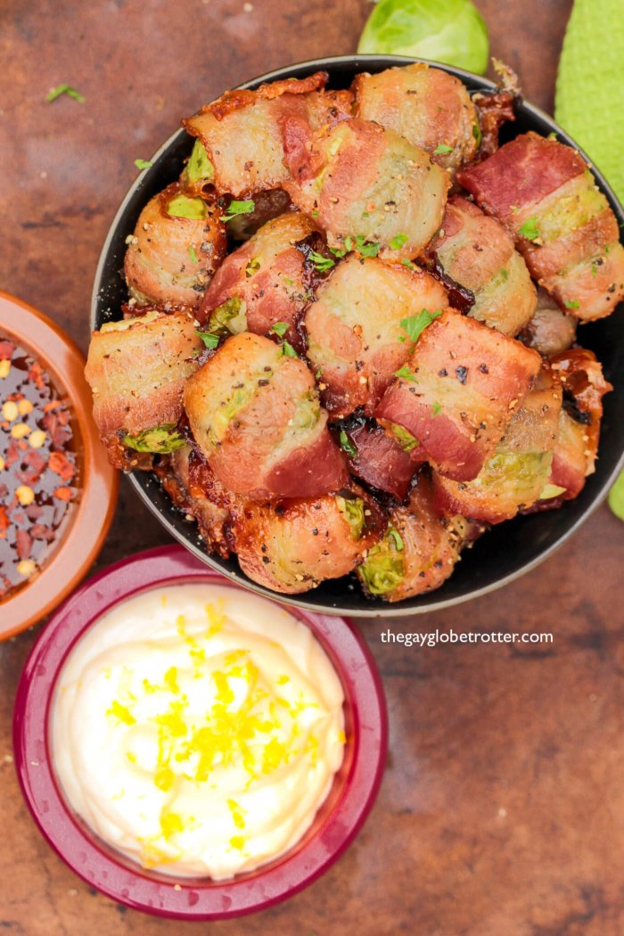 Maple bacon wrapped brussels sprouts