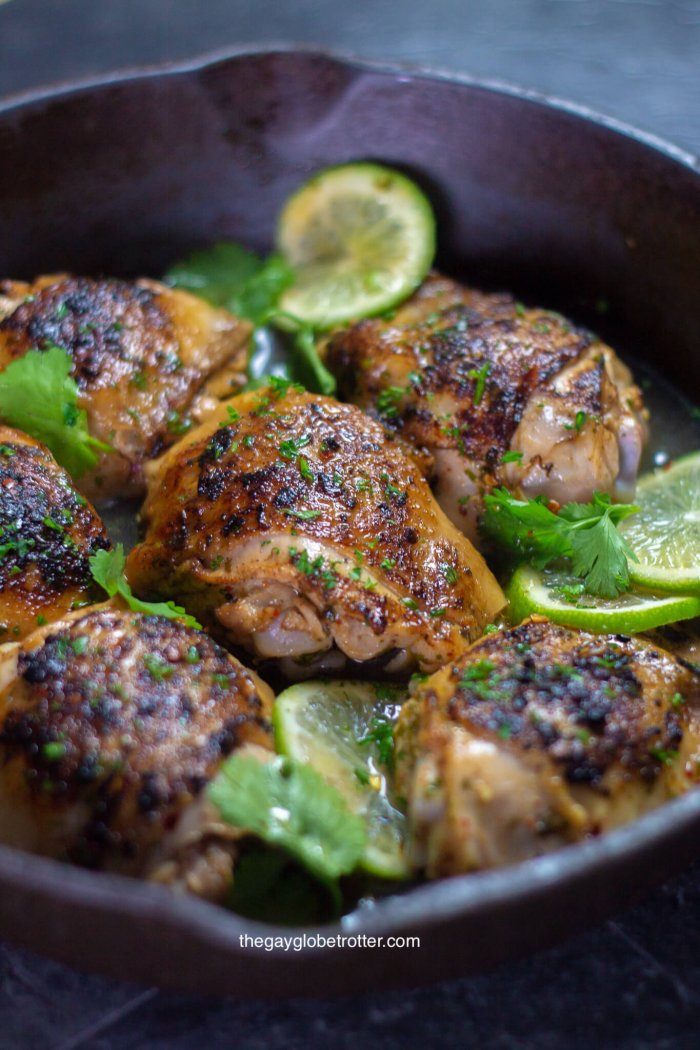 A pan full of crispy cilantro lime chicken fresh from the oven.